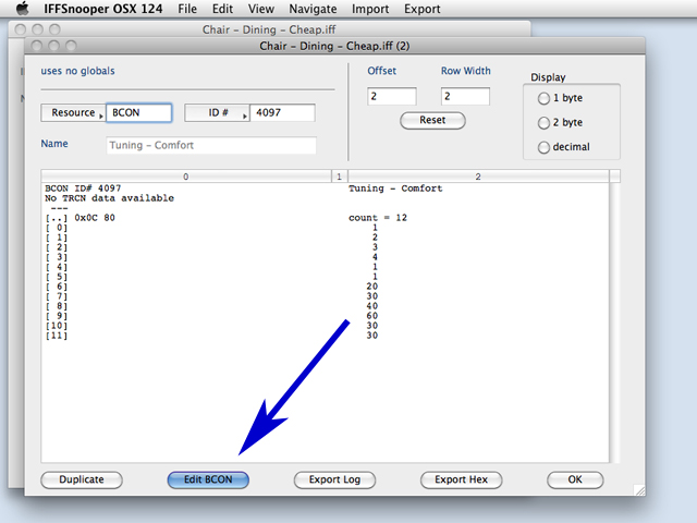 BCON 4097 edit button